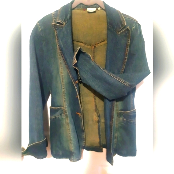 (M)🚨Pelican Cove Vintage Distressed Jean Jacket🚨 Ptp 17.5× L24" - Picture 4 of 9